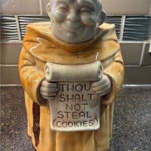 Vintage 1970’s Friar Monk Cookie Jar with Scroll